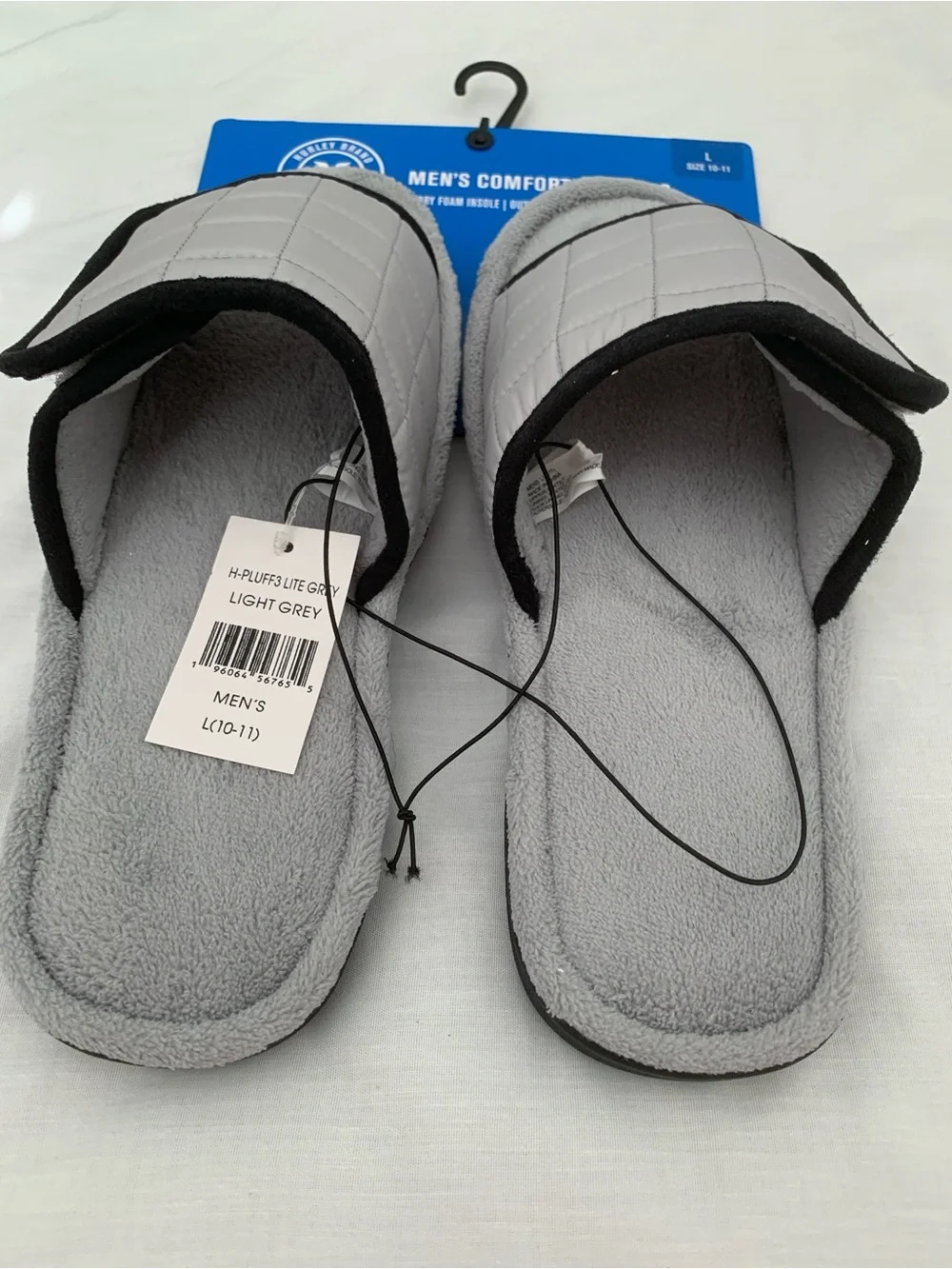 Hurley Men's Light Grey Quilted Slide Sandals with Black Trim